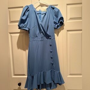 Elegant Blue Dress with Button Detail